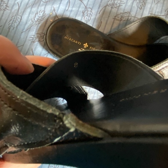 Mercanti Fiorentini leather ruffle sandal in black size 8 - Picture 4 of 4